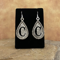 ER-3050  Teardrop Earrings With Cutout Initial