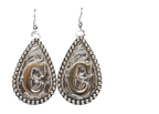 ER-3050  Teardrop Earrings With Cutout Initial