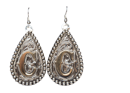 ER-3050  Teardrop Earrings With Cutout Initial